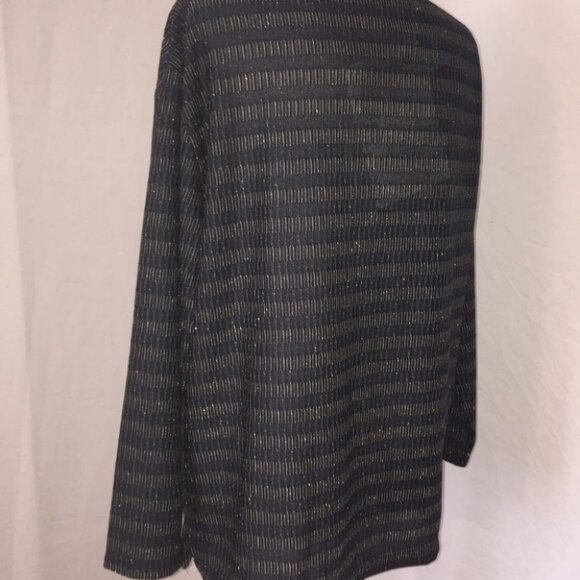 Blast long sleeve Top Blouse Sparkle Navy Gold Striped New with tag - Picture 4 of 8